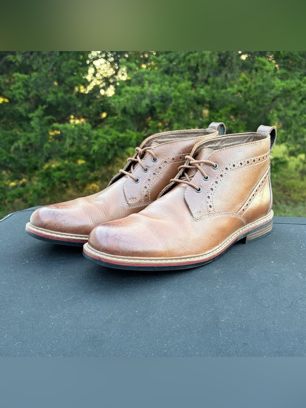 Bostonian Melshire Top Men Tan Leather Wingtip Brogue Chukka Boots 12M